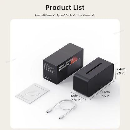 Small Tech Stop Flame Mist Diffuser emitting gentle mist with a calming flame design, enhancing relaxation and ambiance.