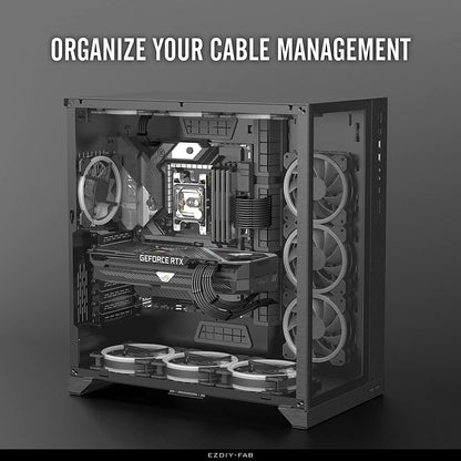 Tech stop black PSU cable extension kit with sleeved 16 AWG power supply cables, 24-pin, 8-pin, 6-pin, and 4+4-pin connectors with combs.