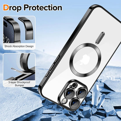 Black Tech Stop slim, shockproof phone case for Apple iPhone 15 Pro Max, offers protection and sleek design.