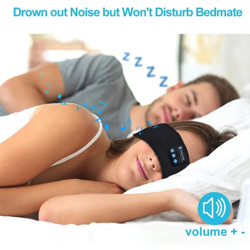 Wireless Bluetooth sleep headband by Tech Stop with soft fabric, ideal for sleeping, sweating, and streaming audio comfortably.