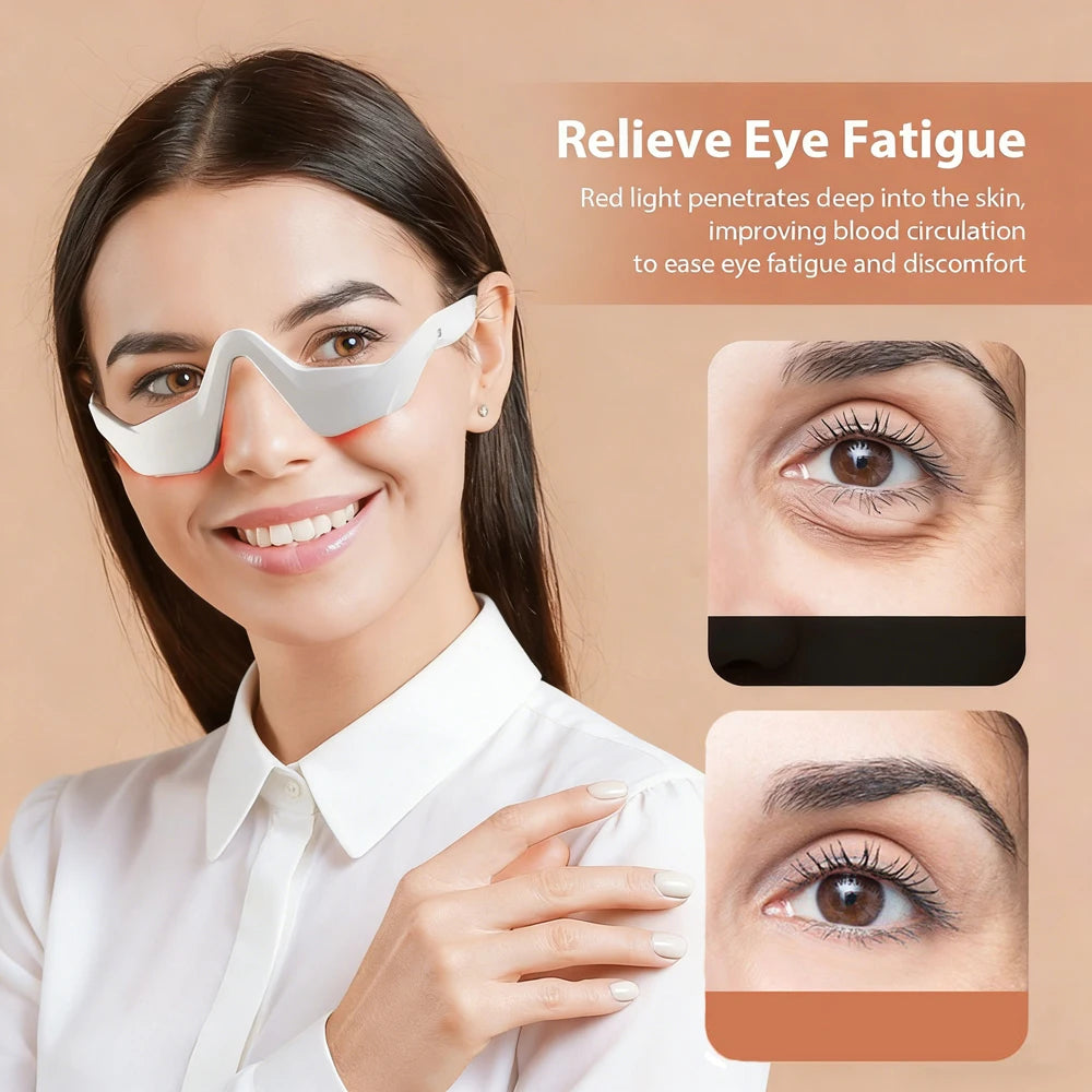 Tech Stop eye massager for dark circles and eye bags, featuring a compact, ergonomic design for eye care and beauty treatment.
