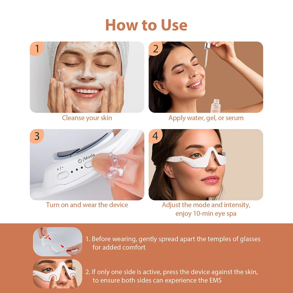 Tech stop eye massager for dark circles and eye bags, featuring a compact beauty machine with soothing eye care treatment.