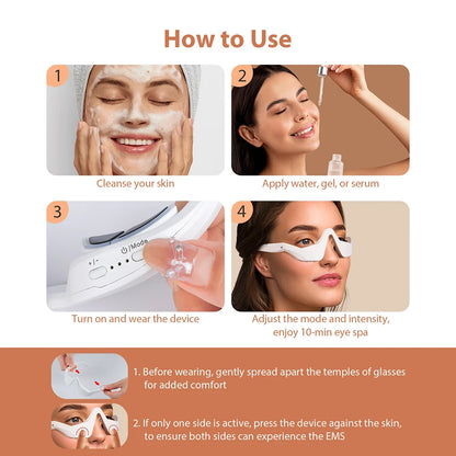 Tech stop eye massager for dark circles and eye bags, featuring a compact beauty machine with soothing eye care treatment.