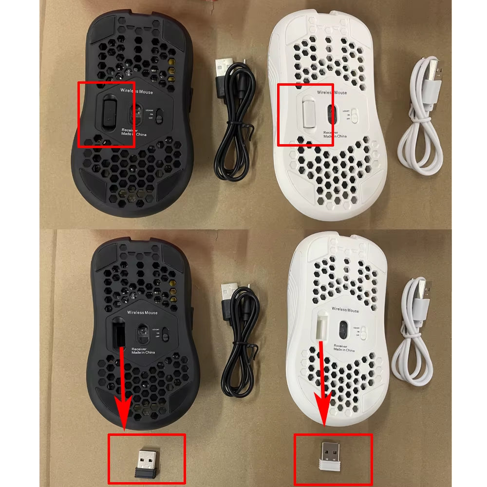 Tech stop 2.4G wireless gaming mouse with RGB backlit, 6 buttons, ergonomic honeycomb design, Type-C rechargeable, adjustable DPI