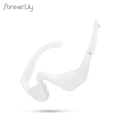 Tech stop dark circles eye massager with eye bag removal and eye care beauty machine, showing the device on a user's eye area.