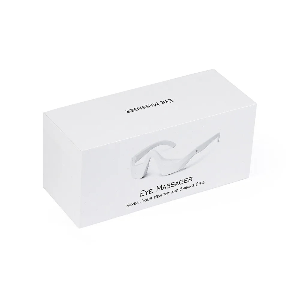 Tech Stop eye massager for dark circles and eye bags, featuring a compact eye care beauty machine with soft padded contact surfaces.
