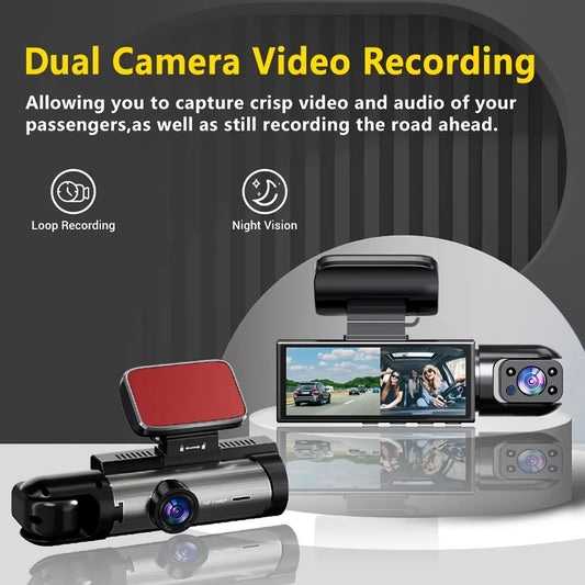 Tech Stop 1080p front and in-car camera capturing clear road footage with a sleek, compact design.
