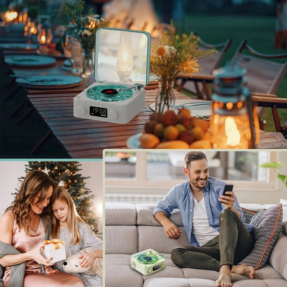 Mini Retro Bluetooth speaker by Tech Stop with vintage design and compact size, ideal for portable sound and sleep music.