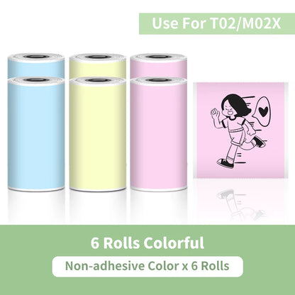Tech stop T02 Portable Mini Sticker Printer with self-adhesive inkless labels for journaling, notes, photos, and DIY projects.