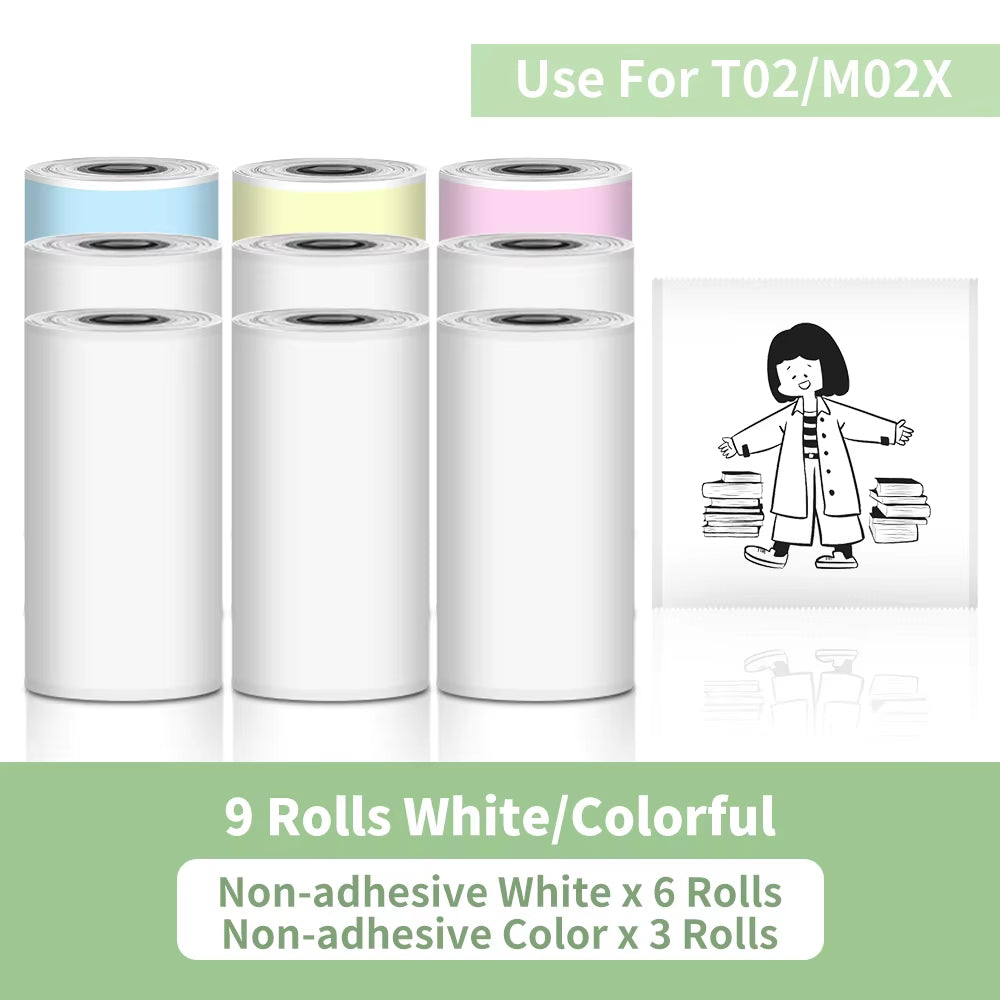 Tech stop T02 portable sticker printer printing self-adhesive labels for journals, notes, photos, and DIY projects.