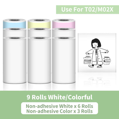 Tech stop T02 portable sticker printer printing self-adhesive labels for journals, notes, photos, and DIY projects.