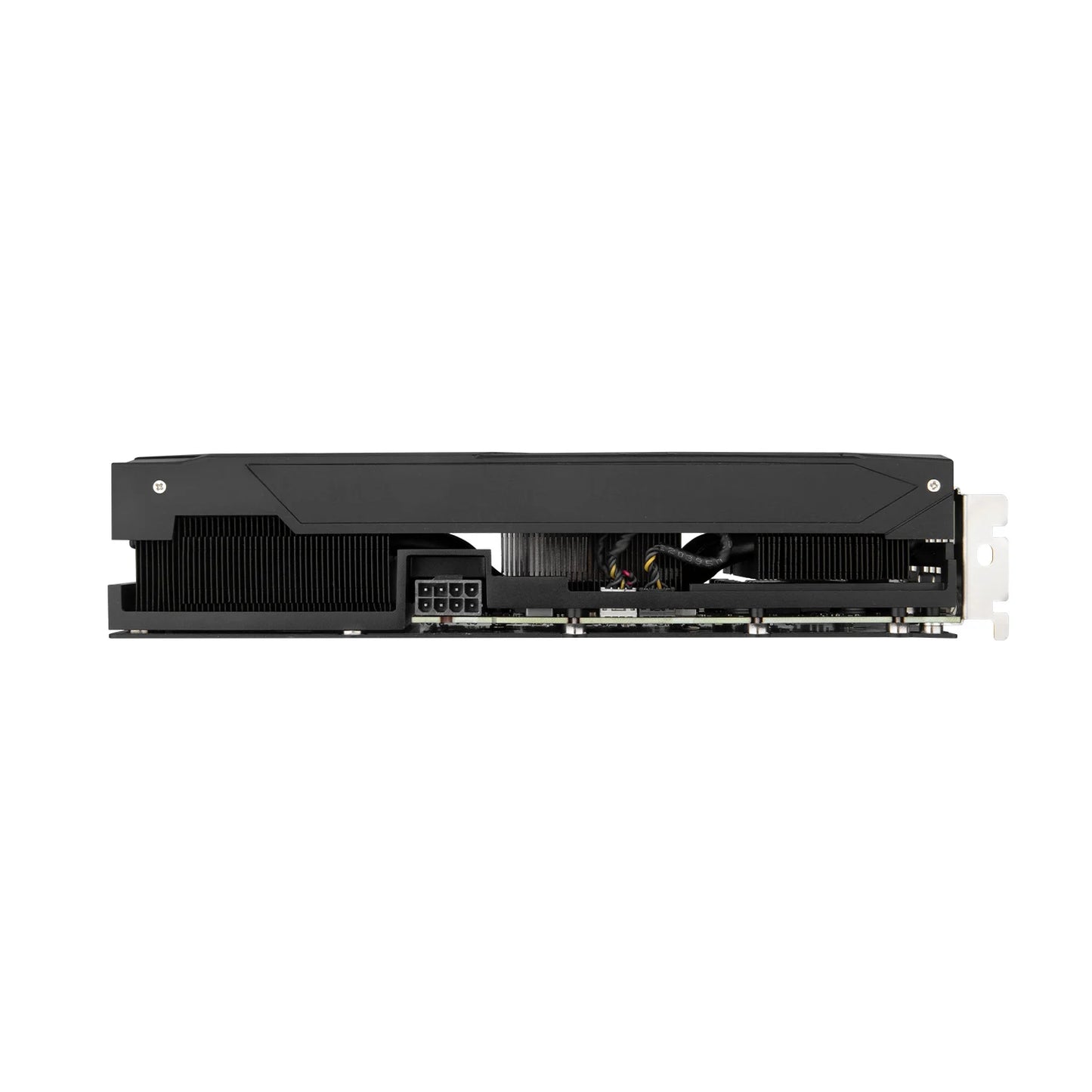 Tech Stop RTX 3060 Ti 8GB graphics card with GDDR6, PCIe 4.0, and NVIDIA GPU, shown from the side with cooling fans.
