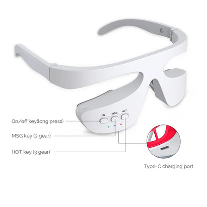 Tech Stop eye massager for dark circles and eye bags, featuring a sleek design for eye care and beauty treatment.