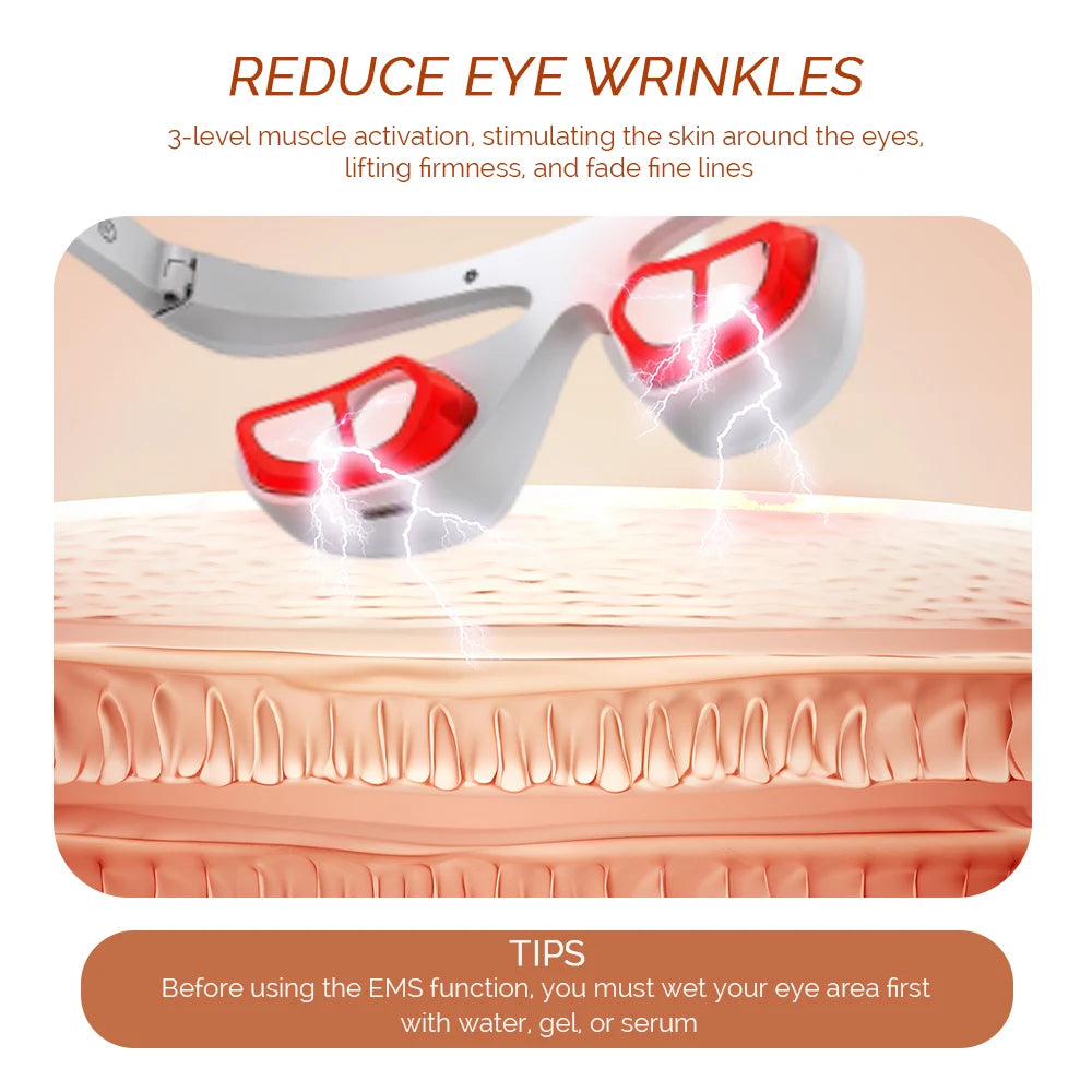 Tech stop eye massager for dark circles and eye bags, featuring a compact, sleek design for effective eye care and beauty treatment.