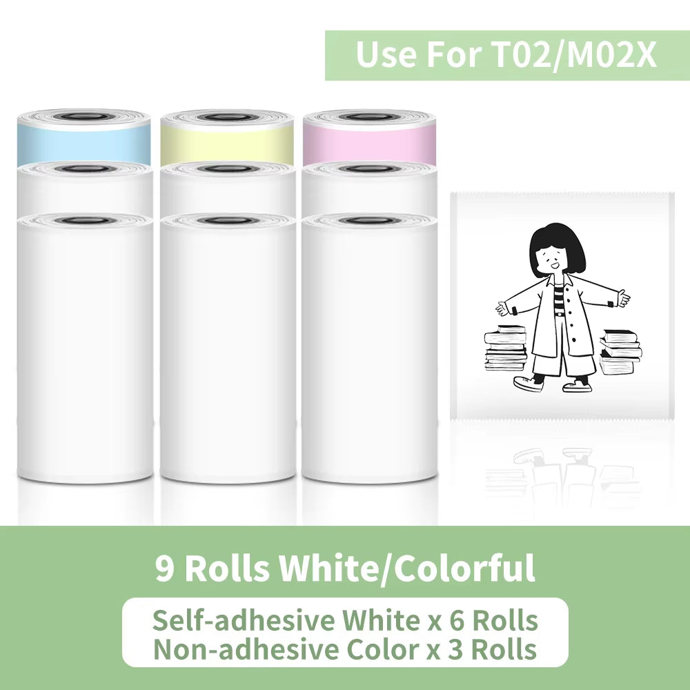 Tech stop T02 portable sticker printer printing self-adhesive labels on paper with a compact design.
