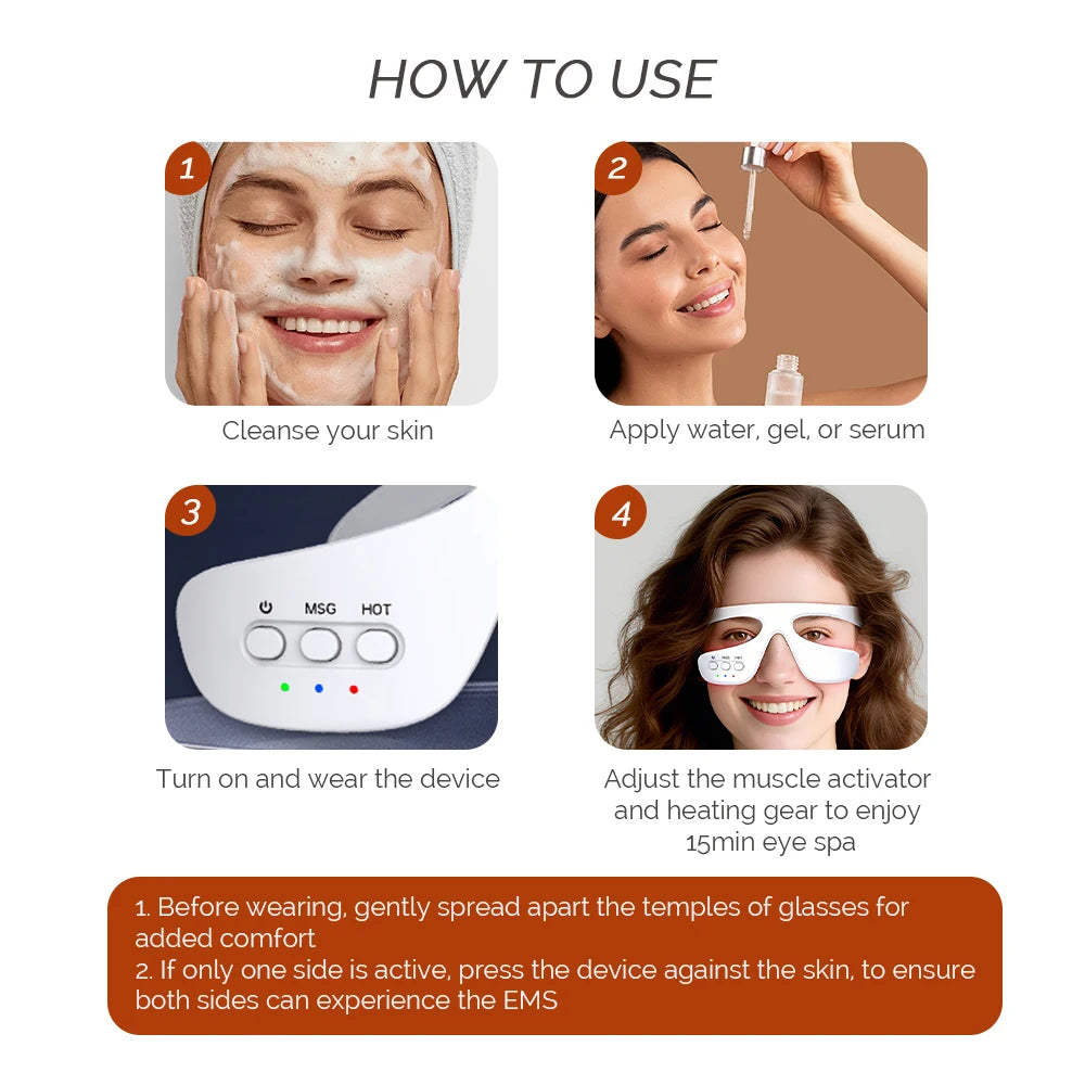 Tech Stop eye massager for dark circles and eye bags, featuring soothing design for eye care and beauty treatment.