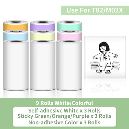 Tech stop T02 portable mini sticker printer printing self-adhesive labels for journal notes photos and DIY projects.