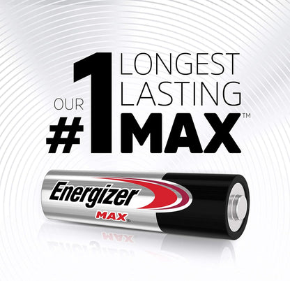 Tech Stop AA and AAA batteries combo pack, 48-count, includes 24 Max AA and 24 Max AAA batteries for household devices.