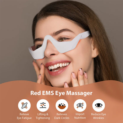 Tech stop eye massager for dark circles and eye bags, featuring a sleek, compact design for eye care and beauty treatment.