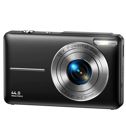 Green Tech Stop 1080P digital camera with 16x zoom, compact point-and-shoot design, ideal for teens, students, boys, girls, and seniors.