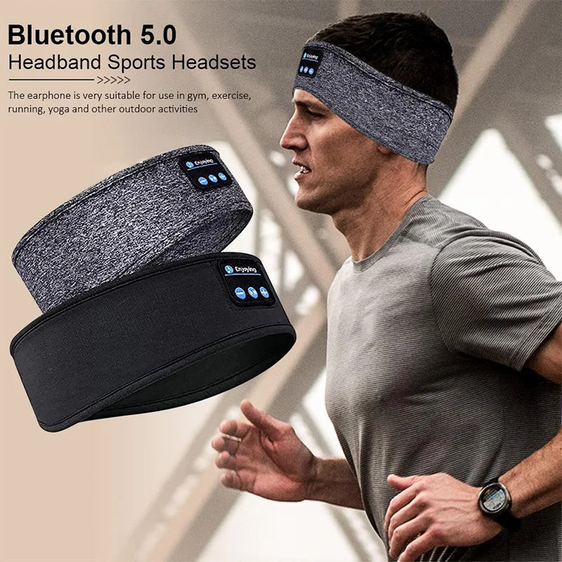 Wireless Bluetooth sleep headband by Tech Stop, shows comfortable fabric headband with built-in headphones for sleeping and streaming.