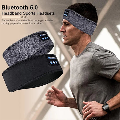 Wireless Bluetooth sleep headband by Tech Stop, shows comfortable fabric headband with built-in headphones for sleeping and streaming.