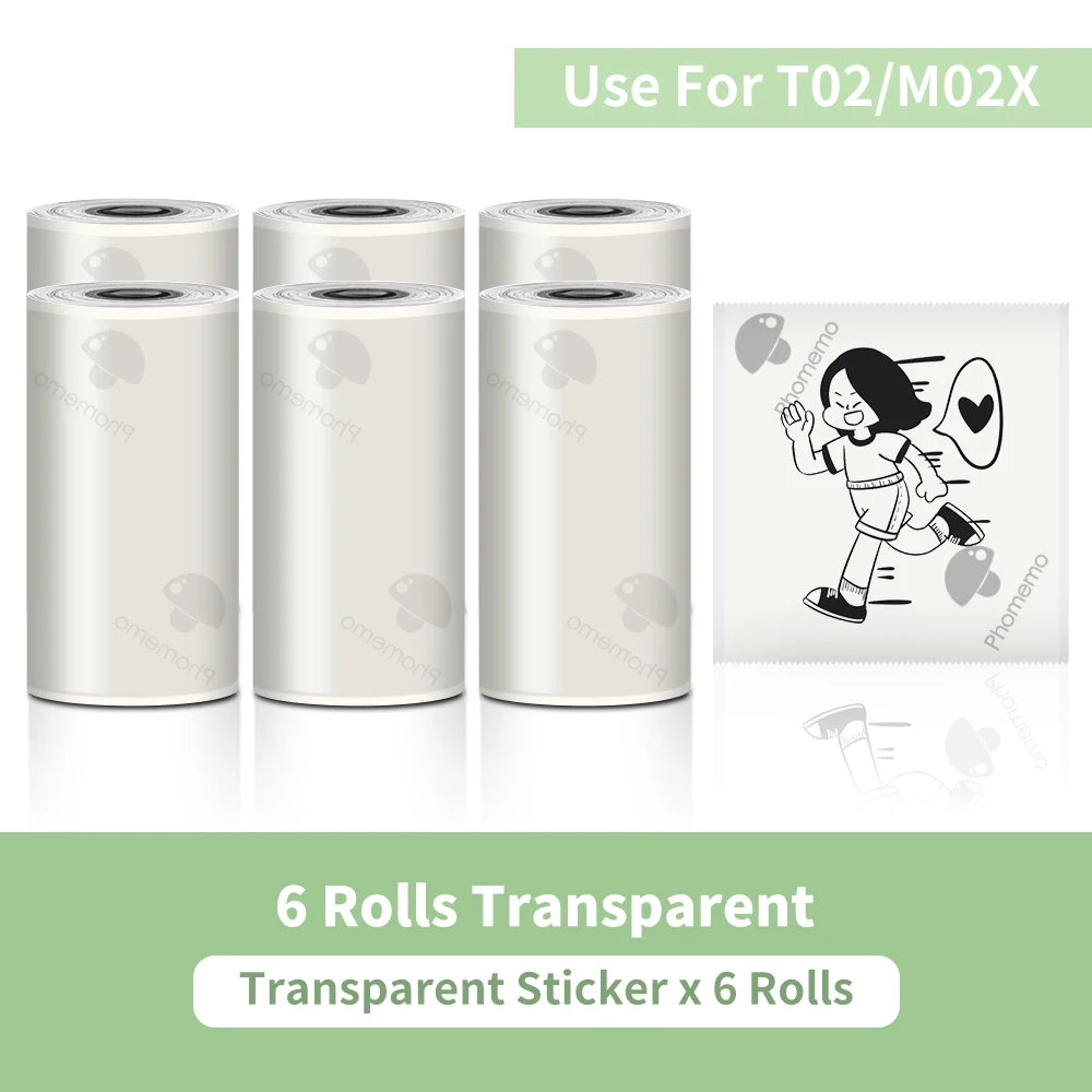 Tech stop T02 portable mini sticker printer printing self-adhesive labels for journals, notes, photos, and DIY projects.