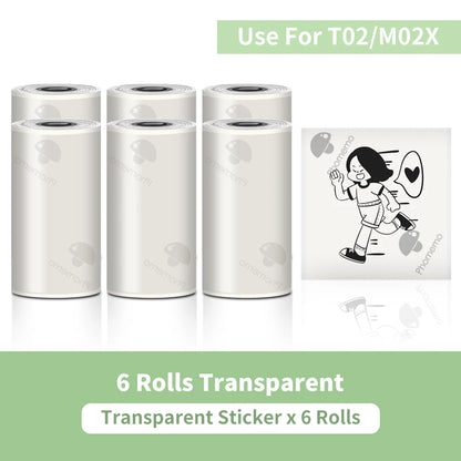 Tech stop T02 portable mini sticker printer printing self-adhesive labels for journals, notes, photos, and DIY projects.