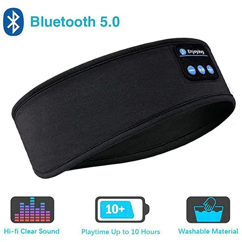 Wireless Bluetooth sleep headband by Tech Stop showing a comfortable, soft fabric headband designed for sleep and streaming.