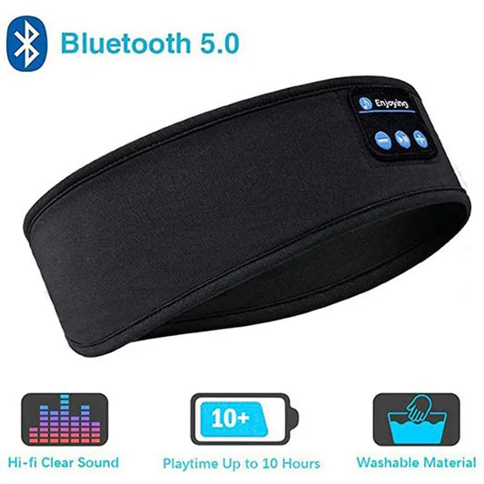 Wireless Bluetooth sleep headband by Tech Stop showing a comfortable, soft fabric headband designed for sleep and streaming.