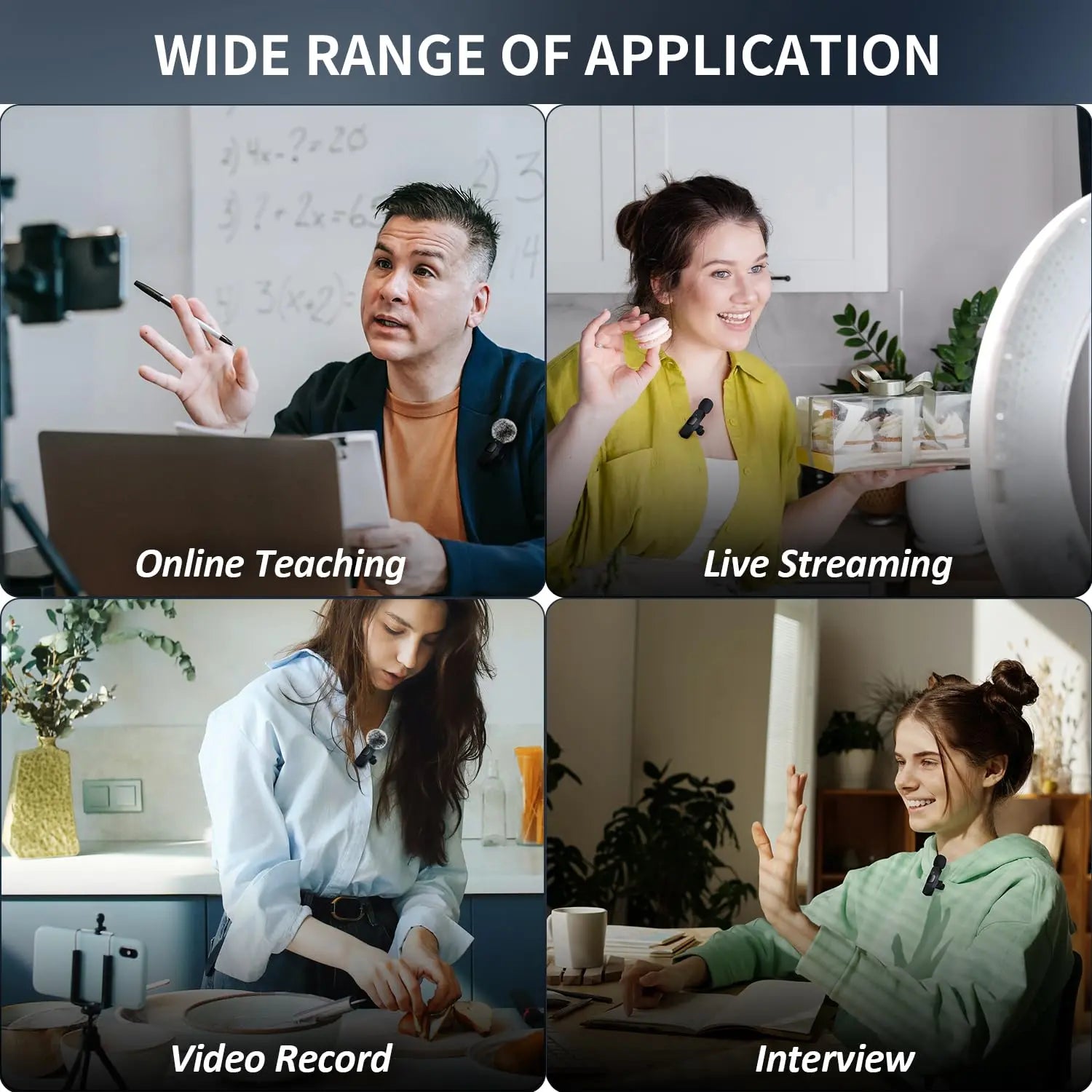 Two wireless Lavalier clip-on microphones from Tech Stop, compact and ideal for clear audio recording or video production.