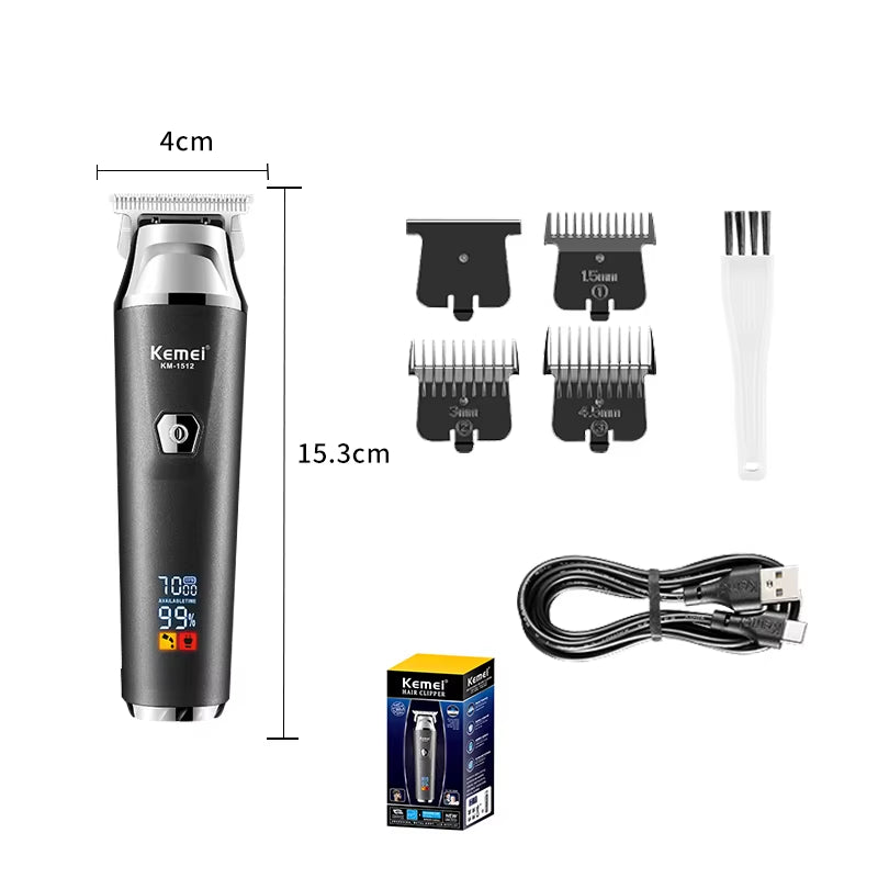 Tech stop Zeroblade™ Pro cordless hair trimmer with 7000RPM motor and LCD display, shown with adjustable blade and ergonomic design.