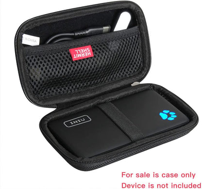 Black hard travel case for INIU 10000mAh portable charger by Tech stop, designed to securely store and protect the power bank.