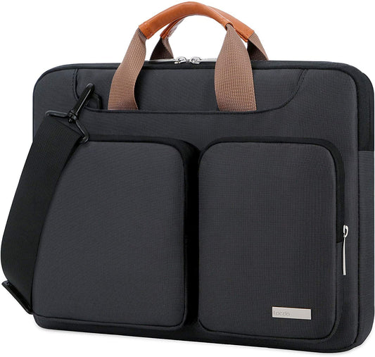 Black Tech Stop 360° protective laptop shoulder bag for 15-15.6 inch Acer, HP, Lenovo, Dell, ASUS laptops with padded sleeve.