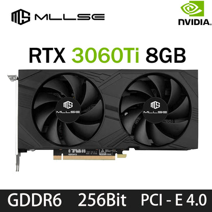 Tech stop RTX 3060 Ti 8GB GDDR6 graphics card with PCI Express 4.0 and 8-pin power connector for gaming and high-performance video rendering.