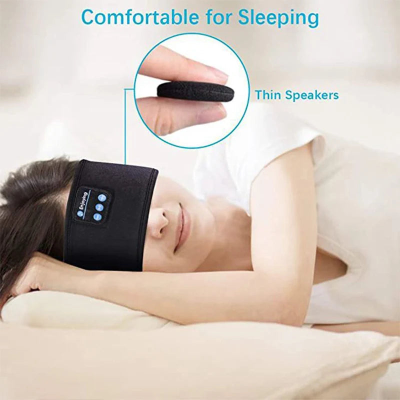 Wireless Bluetooth sleep headband by Tech Stop, featuring soft fabric and built-in speakers for comfortable sleep and streaming.