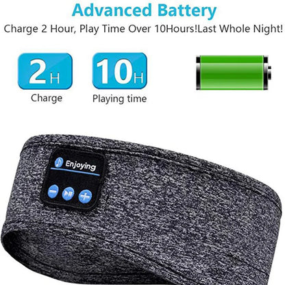 Wireless Bluetooth sleep headband by Tech Stop, designed for comfortable sleep, streaming music, and sweat during rest.
