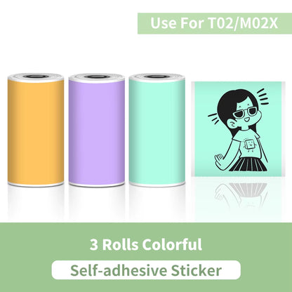 Tech stop T02 portable mini sticker printer printing self-adhesive labels for journals, notes, photos, and DIY projects.