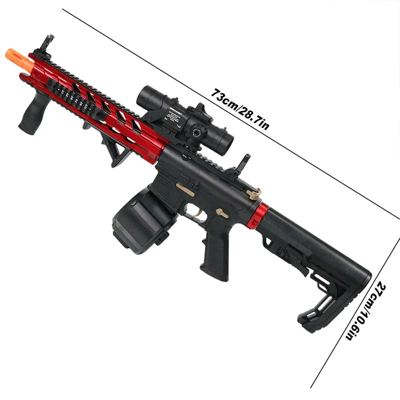 Tech stop M4 Electric Gel Ball Blaster toy with manual and automatic modes, eco-friendly splatter ball shooter for outdoor games.