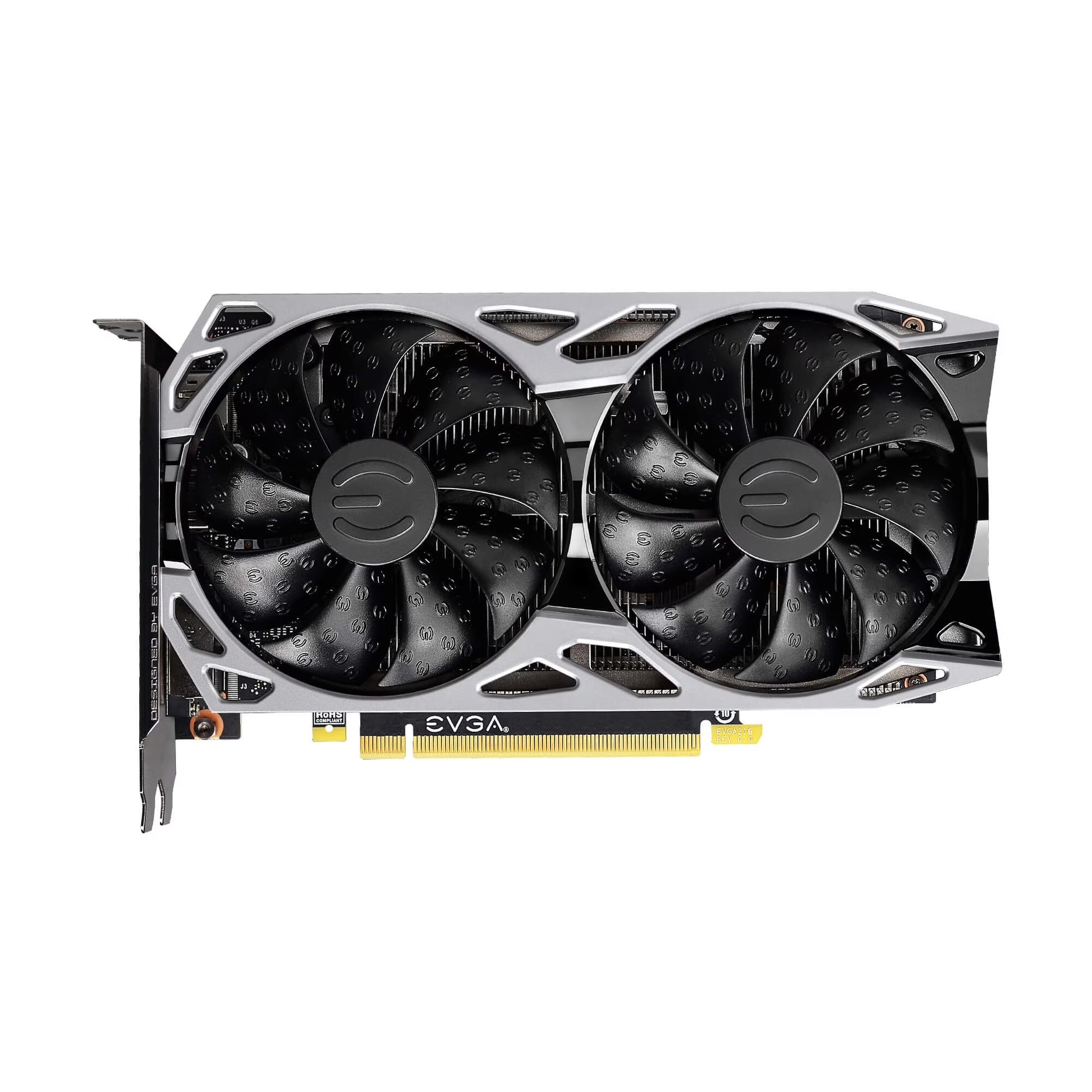 Black Tech Stop GeForce RTX 2060 KO Ultra Gaming graphics card with dual fans, 6GB GDDR6 memory, for high-performance gaming.
