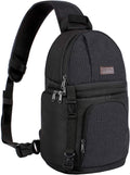 Camera Sling Bag, Dslr/Slr/Mirrorless Camera Case Shockproof Photography Camera Backpack with Tripod Holder & Removable Modular Inserts Compatible with Canon/Nikon/Sony/Fuji, Black