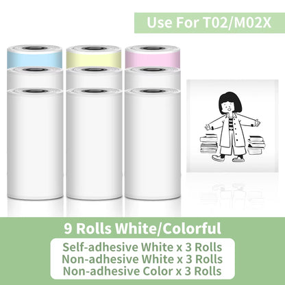 Tech stop T02 portable mini sticker printer showing self-adhesive labels and compact design for journaling and DIY projects