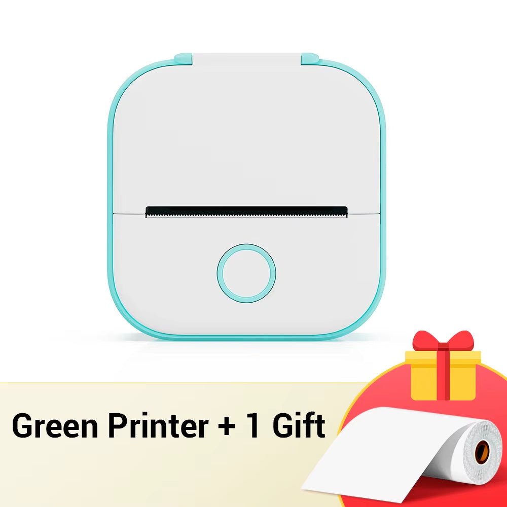 Tech Stop T02 portable mini sticker printer with self-adhesive labels, inkless design, ideal for journals, notes, photos, and DIY projects.