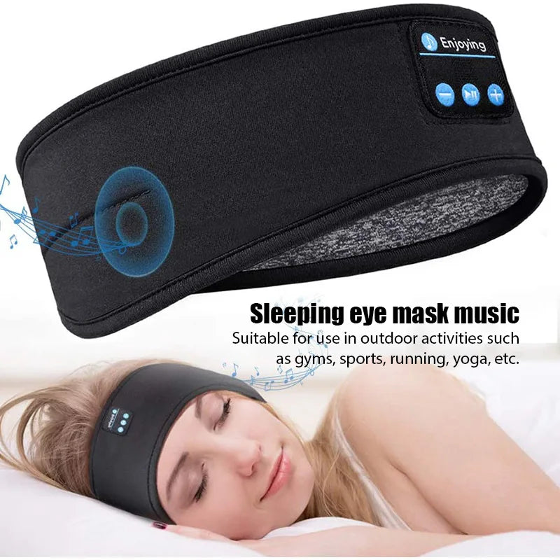 Wireless Bluetooth sleep headband by Tech Stop, showing soft fabric headband with built-in speakers for comfortable sleep and streaming.