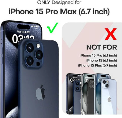Thin shockproof phone case for Apple iPhone 15 Pro Max in black, designed by Tech Stop, showing the sleek protective design.