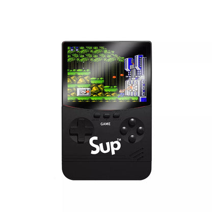 Tech Stop Link UPGRADED handheld retro gaming console with 500 games and built-in 5000mAh portable charger, shown in the image.
