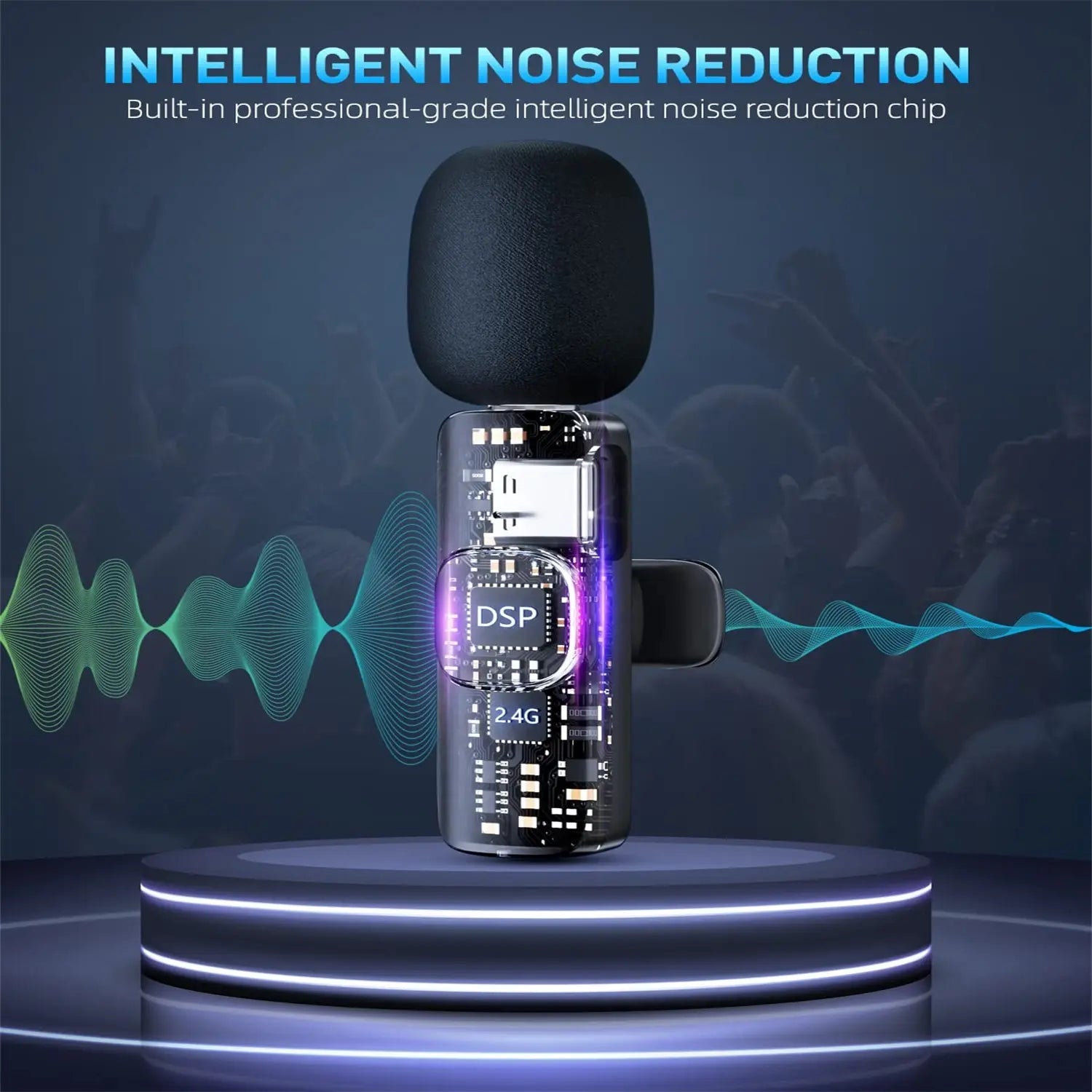 Two wireless Lavalier clip-on microphones by Tech Stop, with compact design and clip attachments for hands-free audio recording.