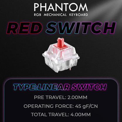 Tech stop Phantom 87 RGB mechanical gaming keyboard with Outemu Red switches, customizable 16.8M LED colors, and N-key rollover.