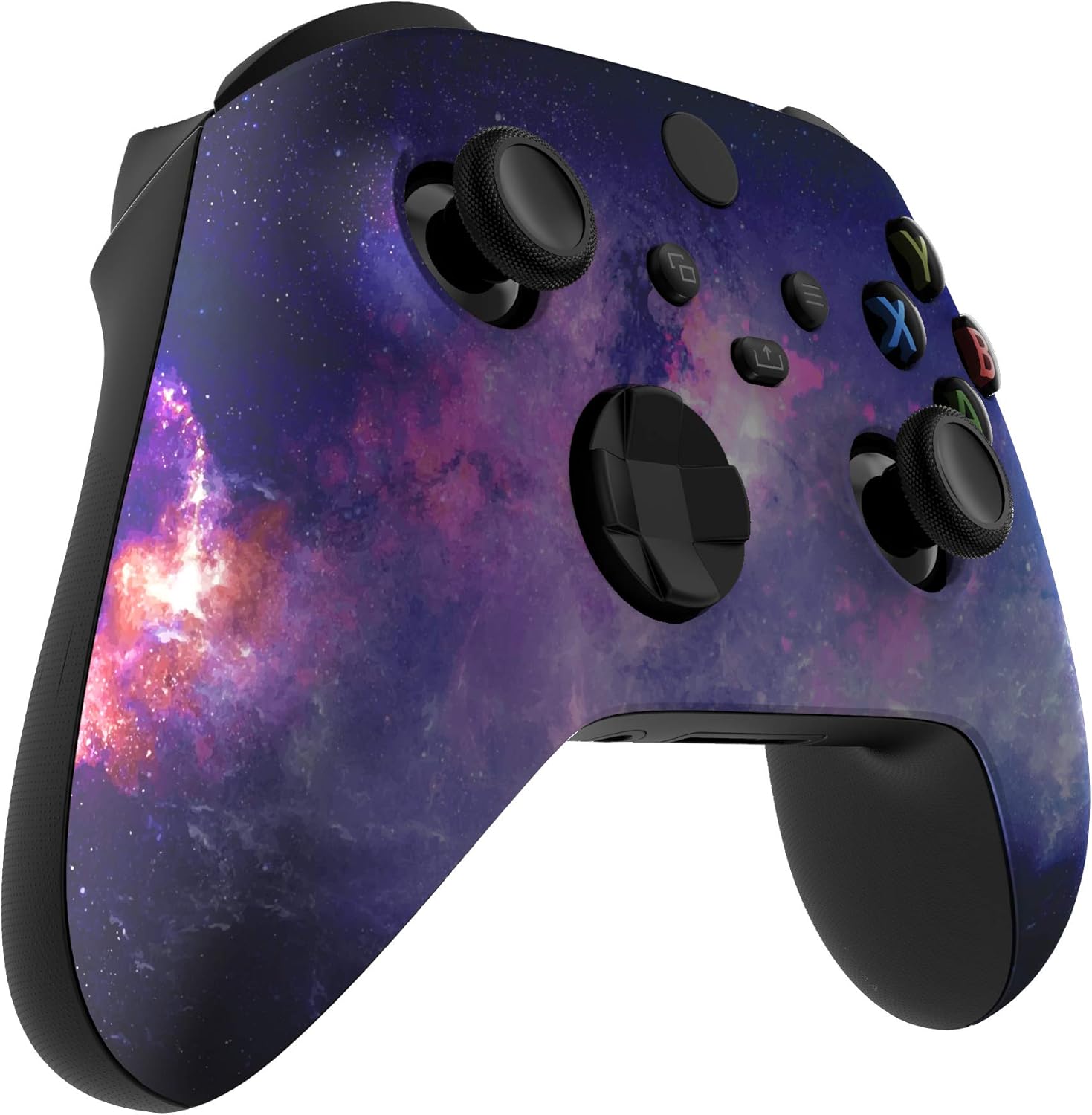 Nebula Galaxy custom shell for Xbox Series X & S controller by Tech Stop, showcasing a colorful replacement front housing cover.