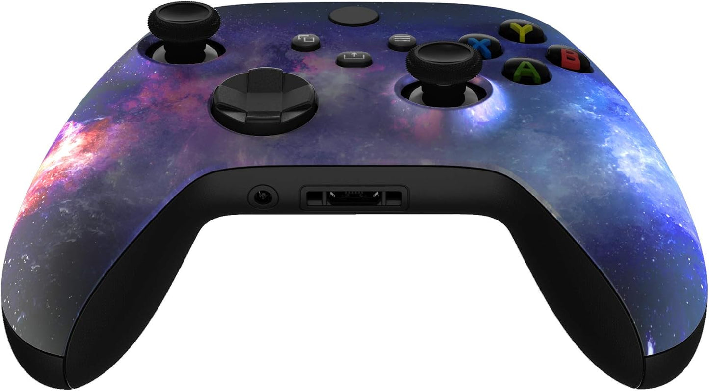 Tech Stop custom nebula galaxy shell for Xbox Series X & S controller, front housing cover replacement featuring vibrant galaxy design